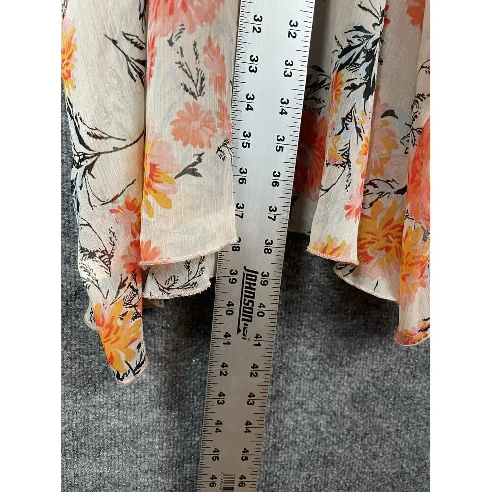 American Rag Duster Cover-Up Vest Size Small Peach Black Floral Print‎